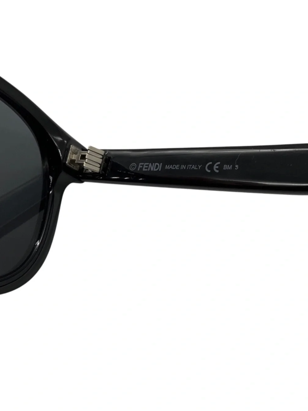 FENDI BLACK RECTANGLE ACETATE SUNGLASSES